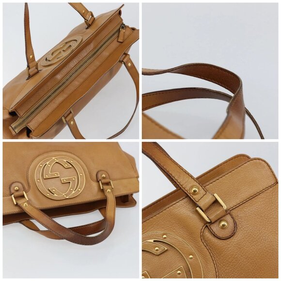 GUCCI Hand Bag Leather Beige Gold 121551 Auth 144406 - Picture 16 of 16